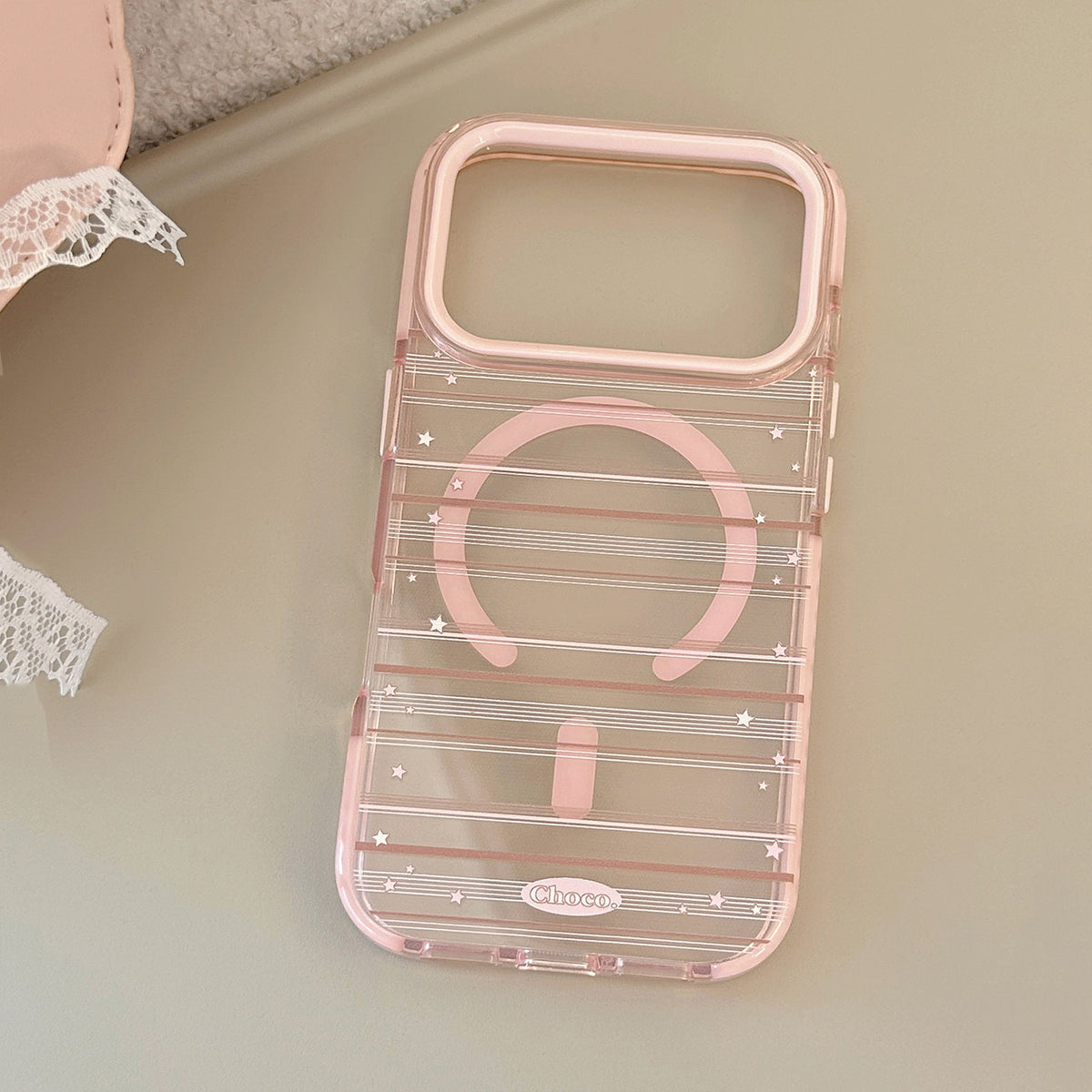 Discover the Pink Brown Striped Magnetic Phone Case Holder