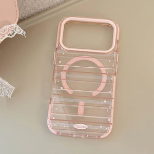 Discover the Pink Brown Striped Magnetic Phone Case Holder